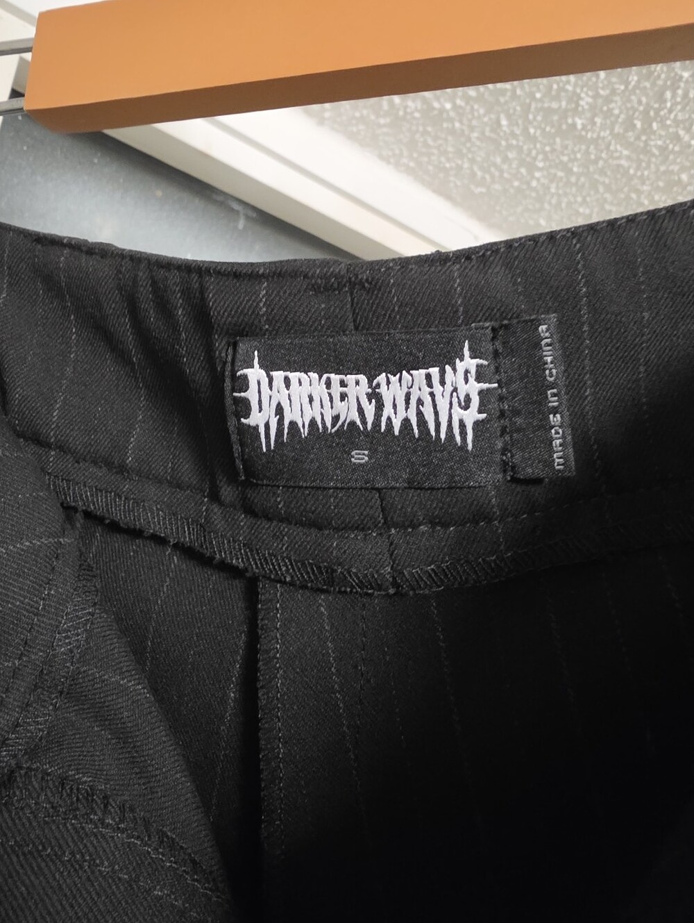 Darker Wavs Pinstripe Wide Leg Cargo Pants D-Ring Goth Grunge Size S